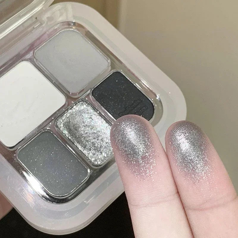 Five Color Eyeshadow Palette Gray White Smoky Makeup Matte Pearlescent Silkworm Brightening Fine Shimmer High Pigmented Plate Qme