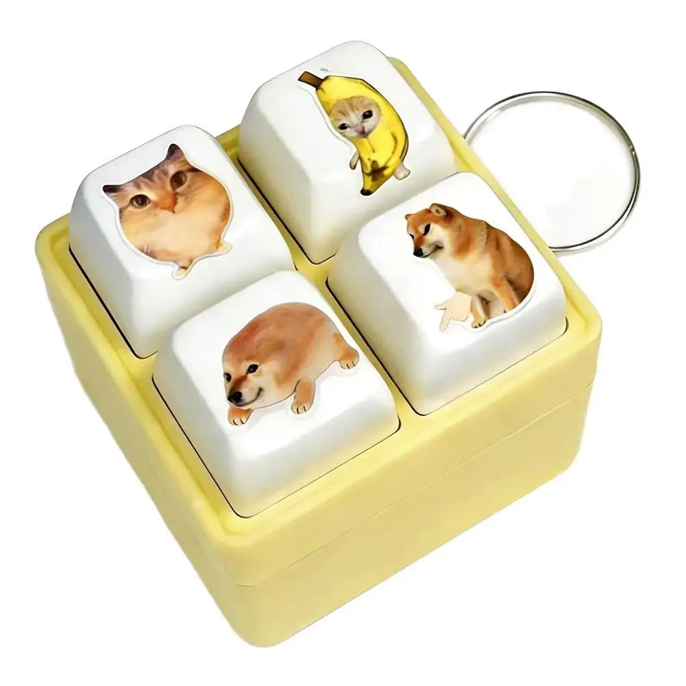 4-Key Keyboard Fidget Toy Keychain Stress Relief Sound Clicker Office Qme A