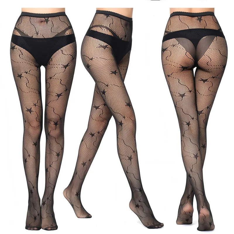 Y2K Women Gothic Hollow Out Pantyhose Lolita Thigh Fishnet Stockings Qme A6 One Size