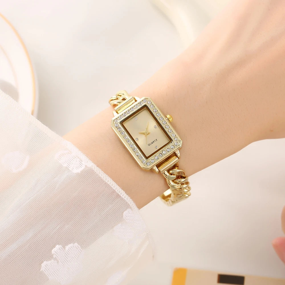 New women's watch, niche fashion, vintage fashion, colorful temperament bracelet watch, square quartz bracelet watch Qme 6