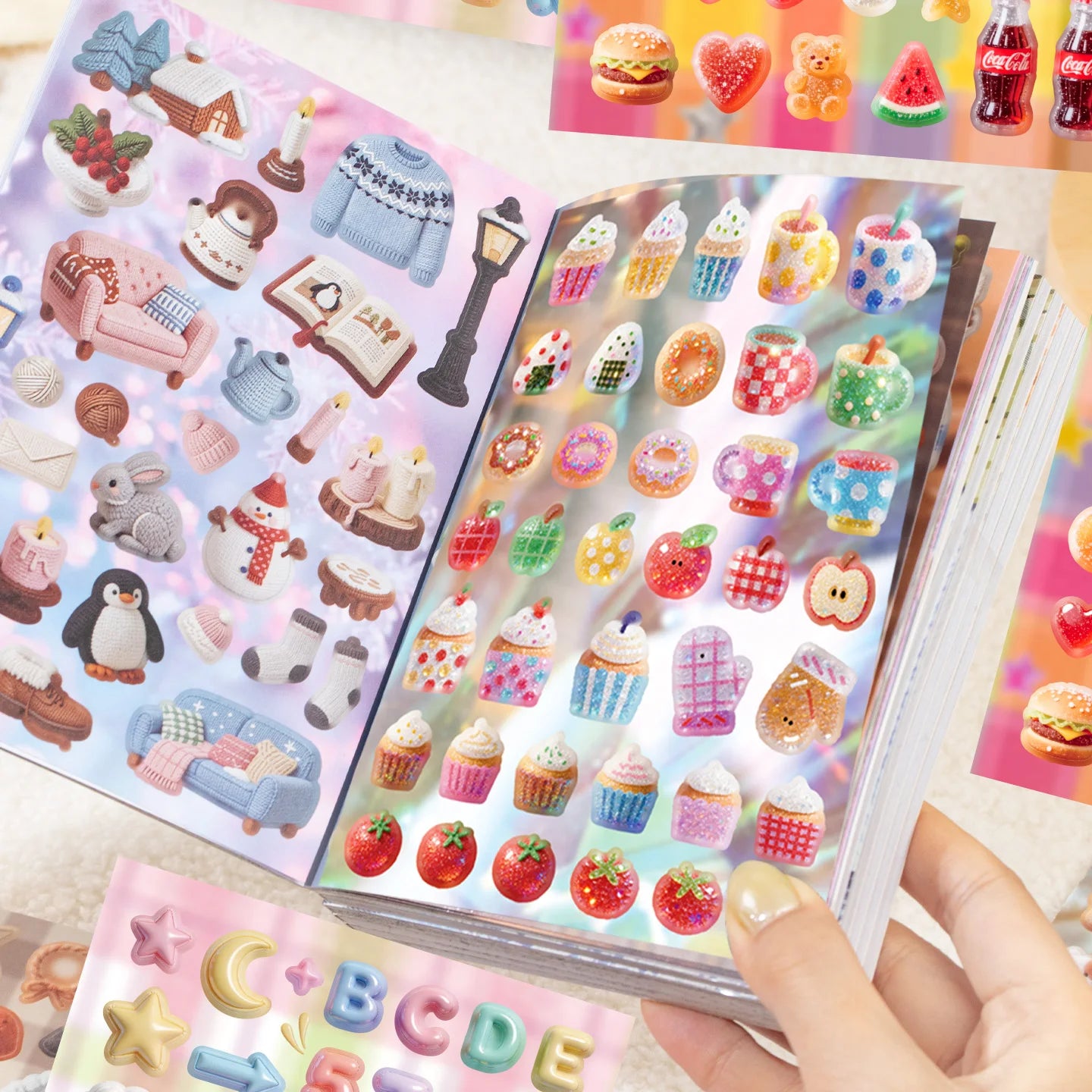 TIANZI 20/40 Sheets Kawaii Japanese Texture Pattern Die Cutting Sticker Book DIY Aesthetic Scrapbooking Stationery Decoration Qme C-40 Sheets