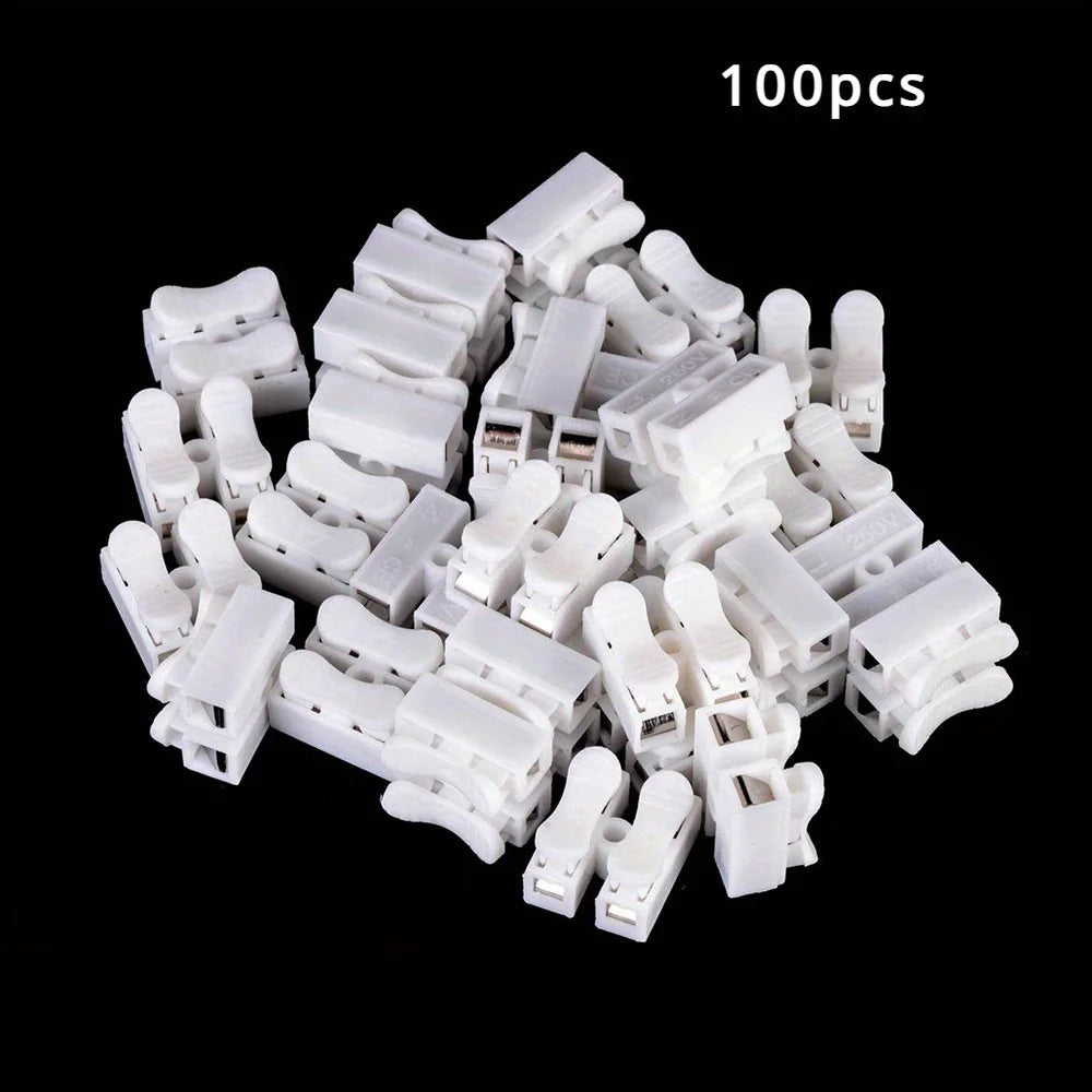 100pcs CH-2 Quick Wire Connection Terminals - Premium Spring Wire Connectors For Electrical Cable Clamp Terminal Block Connector Qme