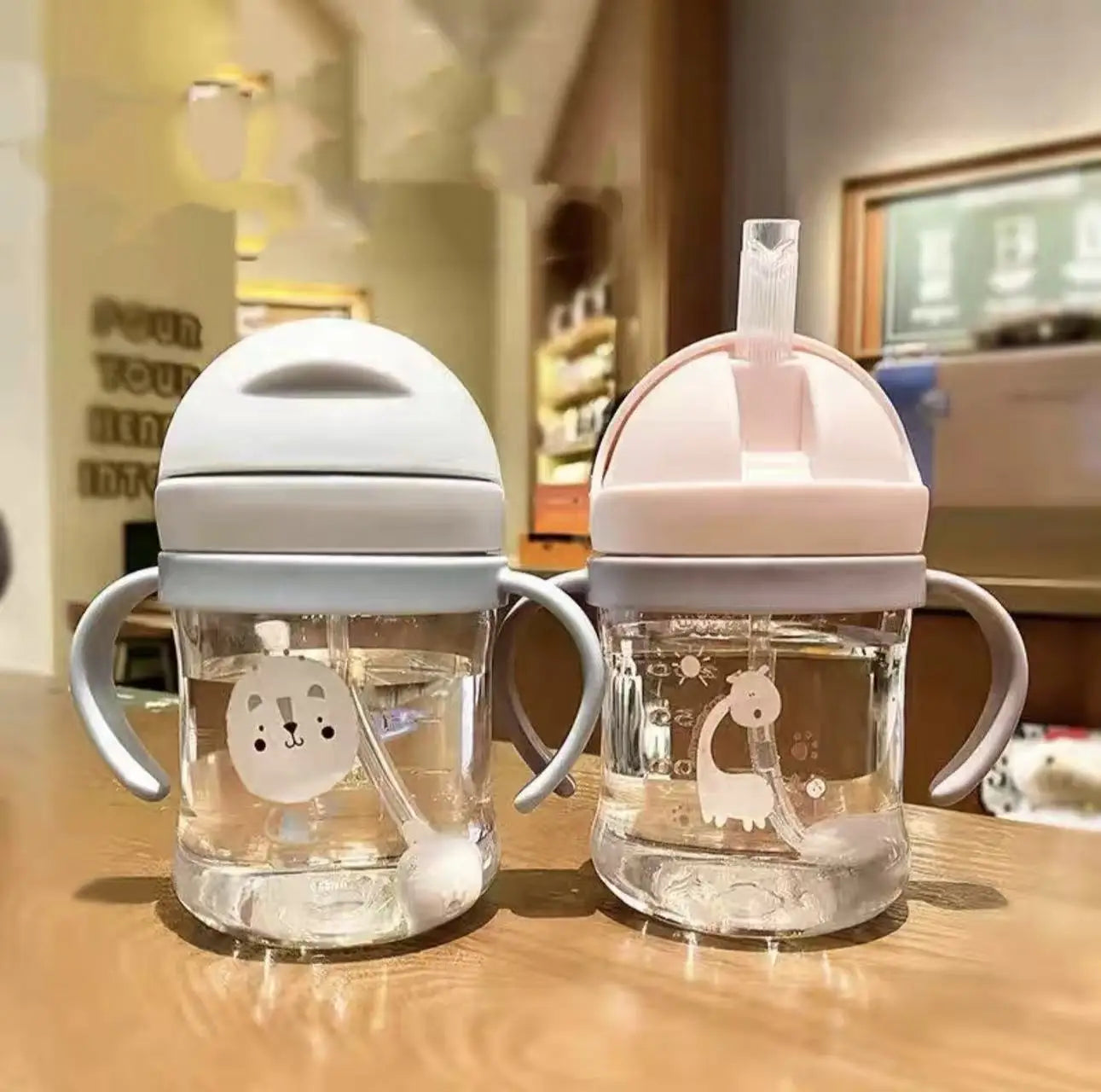Baby Anti-choke Sippy Cup Handle Shatterproof Infant Water Bottle Qme