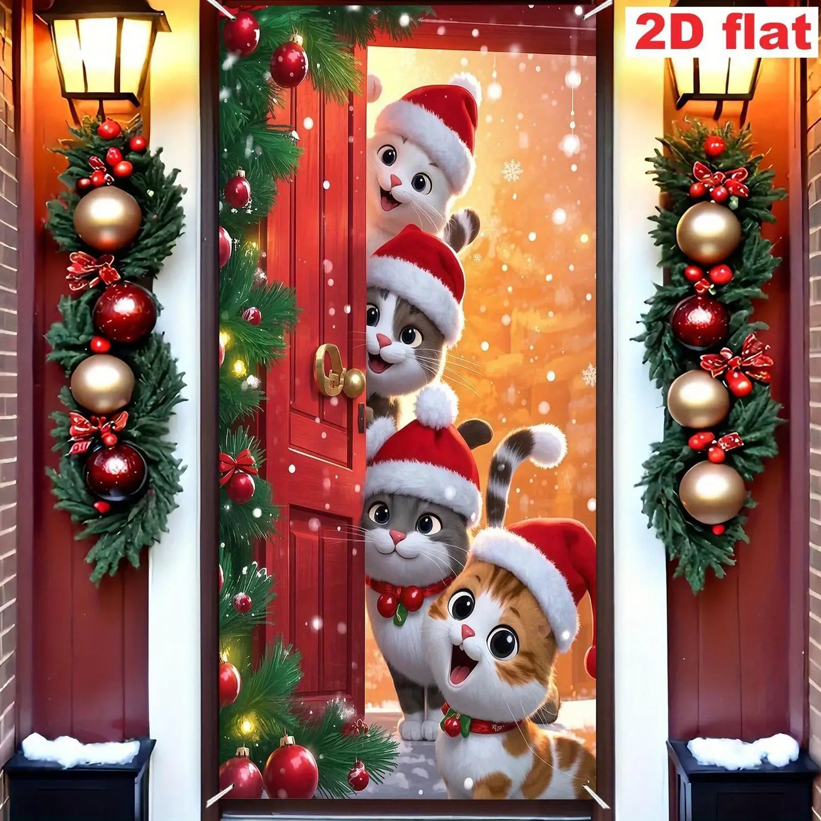 Christmas Door Wrap Cute Decor Waterproof Festive Decorations Outdoor Qme