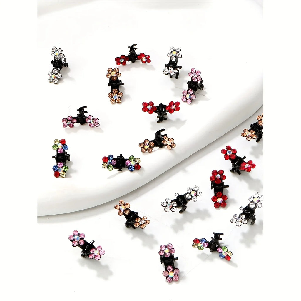 Mini Hair Clips Plum Flower Crystal Design Drill Hair Claw Pins for Women Styling Accessories for Parties Weddings Birthdays Qme