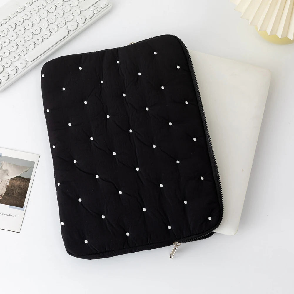 Simple Solid Color Tablet Bag, Inner Bag, Laptop Storage Bag, Multiple Sizes To Choose From Embroidered Dot Computer Bag Qme Black Pouch 9-11 Inch
