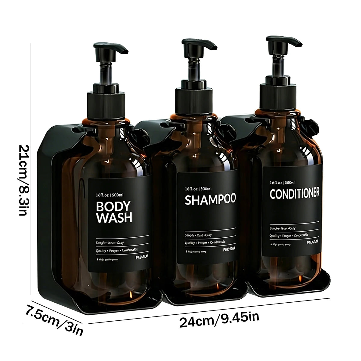 Shower Soap Dispenser Wall Mounted-Charmber Shampoo and Conditioner Dispenser Set-No Drill Bathroom Soap Dispenser for Shower Qme
