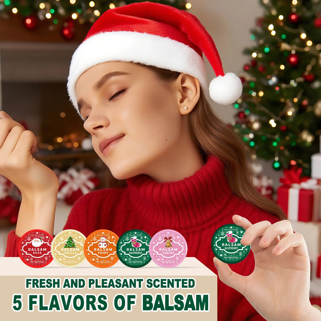 5 Pack Christmas Self Care Gift Set, Lip Balm Hand Cream Solid Perfume, Hydrating Skin Care Qme
