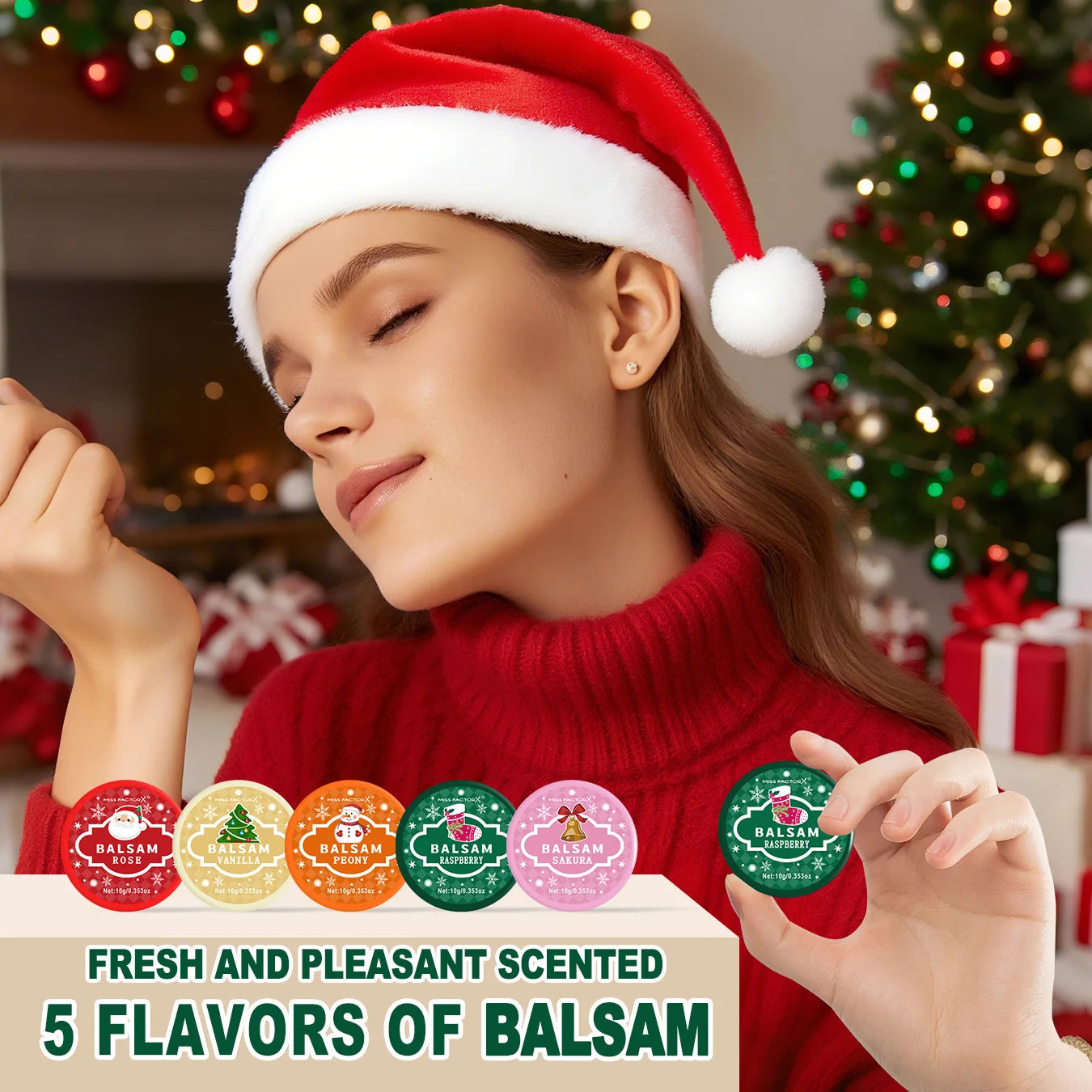 5 Pack Christmas Self Care Gift Set, Lip Balm Hand Cream Solid Perfume, Hydrating Skin Care Qme