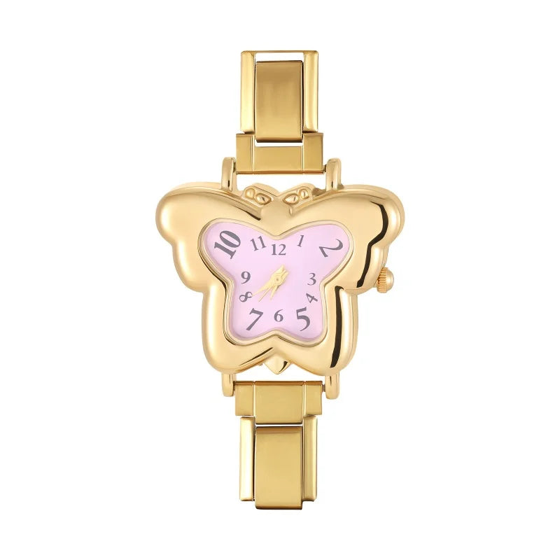 Y2K Colorful Digit Dial Women Stainless Steel Butterfly Shape Watch