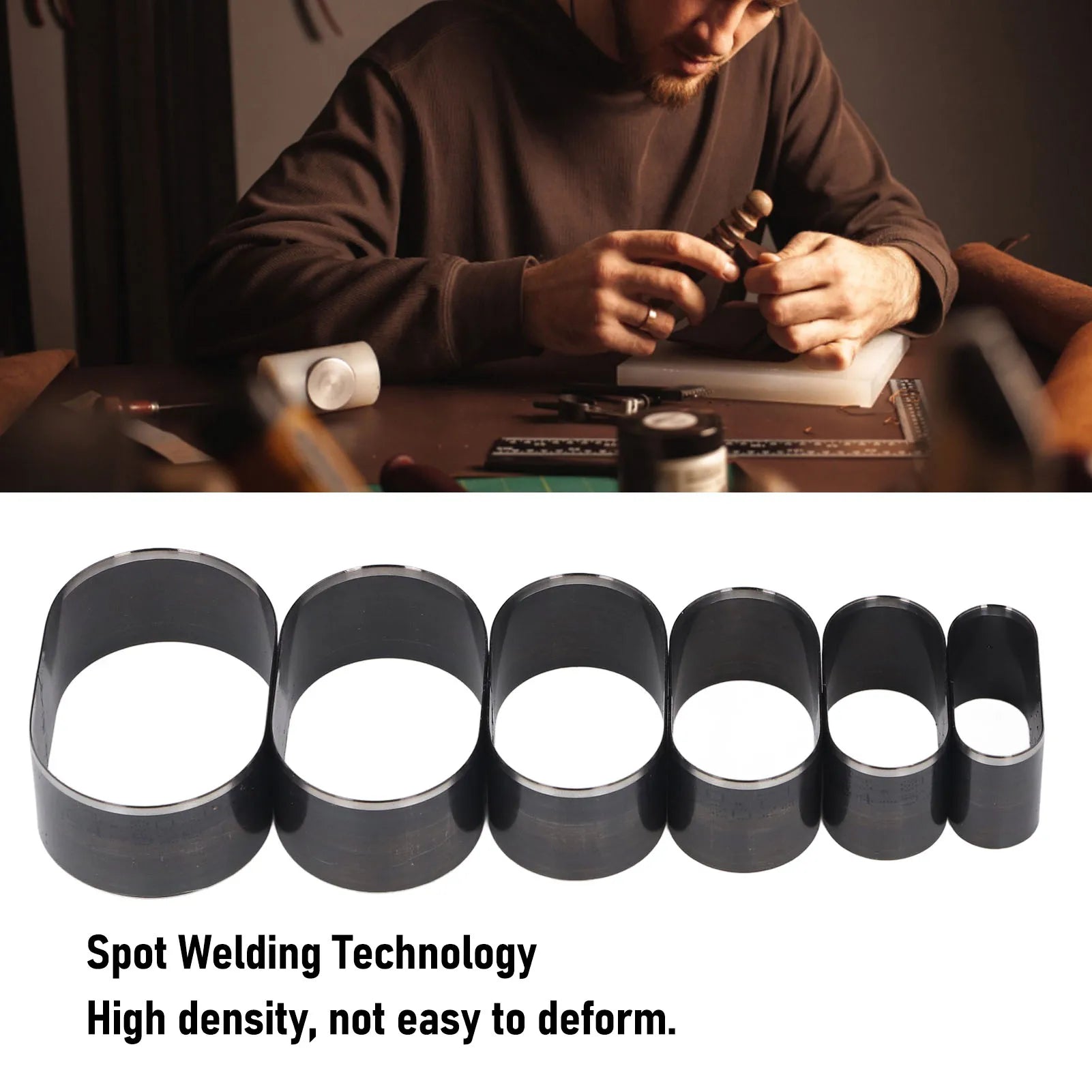 6Pcs Leather Cutting 35/40/45/50/55/60mm Die Leather Stencil Cutter Mold Hollow Hole Punch Set Paper Leather Craft Tools Qme