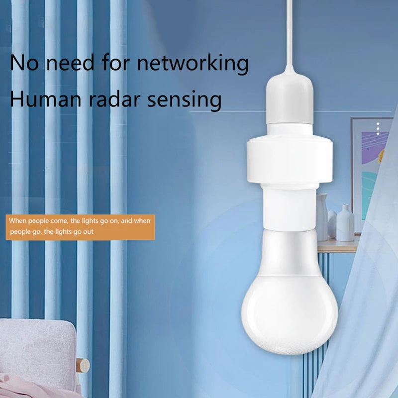 E27 Radar Induction Lamp Holder White Ceiling Light Bulb Fixing Base Qme