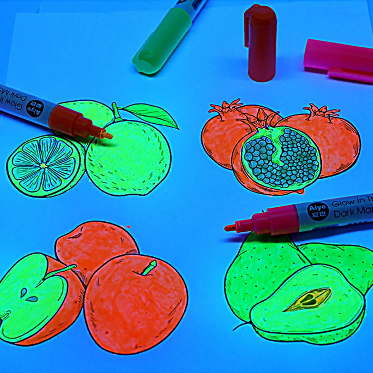 8 Colors Luminous Fluorescent Paint Marker Pen Waterproof Graffiti Pen Indoor Outdoor Decoration DIY Art Painting Supplies Qme