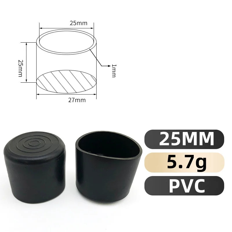 8-32PCS PVC Soft Rubber Round Tube Stainless Steel Cap Anti Slip Wear Resistant Silent Table Chair Floor Protective Rubber Cover Qme 25MM 8PCS