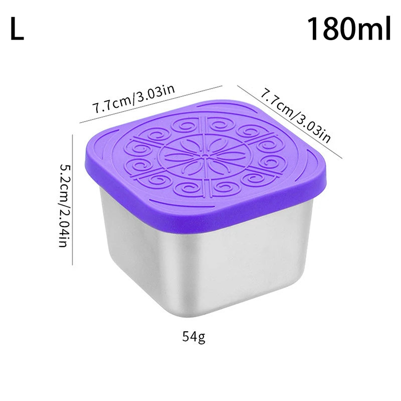1 Stainless Steel Salad Box Snack Seasoning Container Silicone Lids Qme L Purple