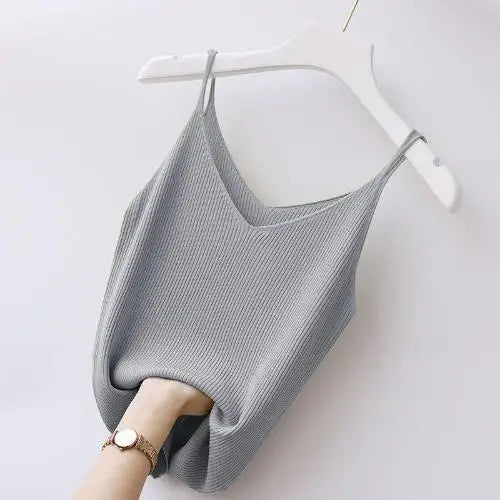 Large Suspender Vest Inner Bottom V-neck Ice Silk Sexy Short Thread Qme QH S
