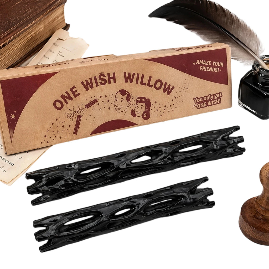 Black Willow Wood Wishing Stick with Box 3D Printing Figurines Breakable Magic Lucky Charm for Spiritual Healing & Good Fortune Qme
