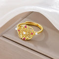New Chinese Style Retro Palace Auspicious Ring with Adjustable Exquisite Temperament and Versatile Ring Jewelry Qme Gold