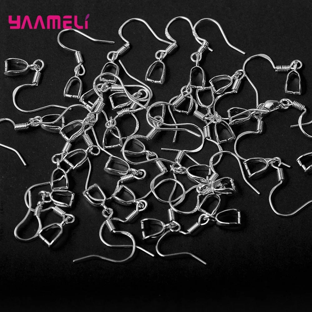 50PCS Lot Wholesale 925 Sterling Silver Handmade Jewelry Findings Components Bail Connector Bale Pinch Clasp for Earrings Qme