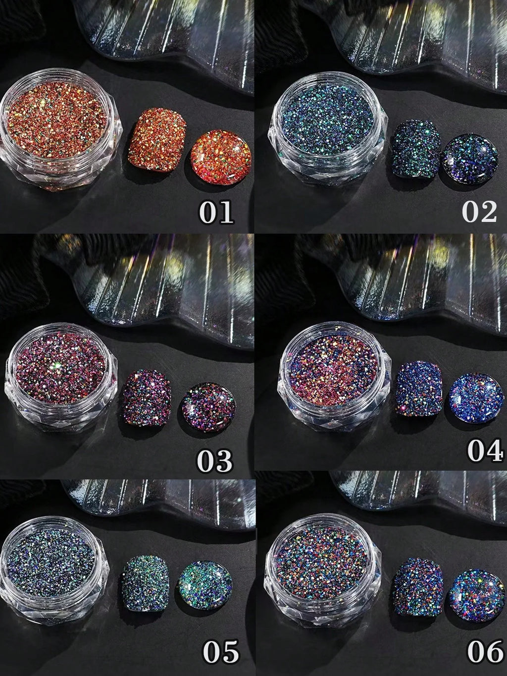Colored Diamond Nail Powder Crushed Reflective Glitter Dark Luminous Qme