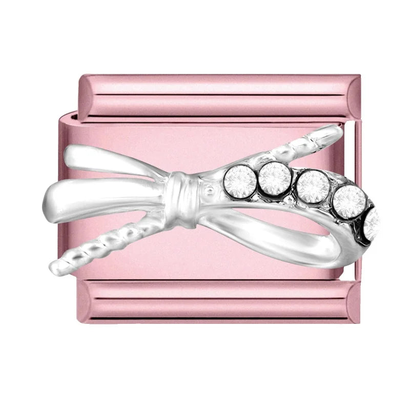 2025 Sweet Zircon Bright Flowers Heart Bows Pink DIY Making Bracelet