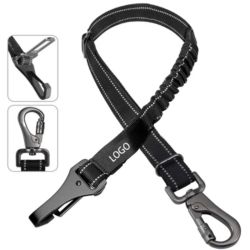 2pcs 3-in-1 Adjustable Reflective Bungee Tether Dog Car Harness with Clip Hook Latch & Buckle for Dogs Pets Safety Seatbelt Qme