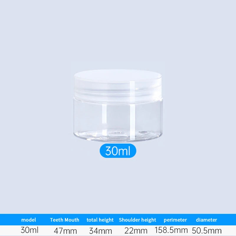 Travel Face Cream Jar Empty Plastic Cosmetic Makeup Bottle Qme 30ml Transparent