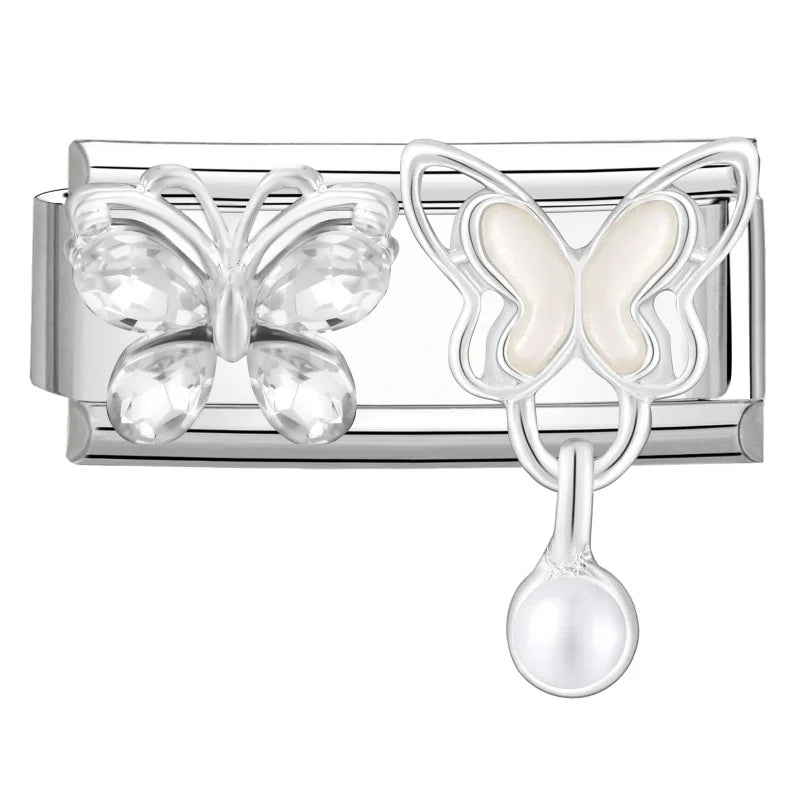 Wholesale Colored Gemstone Bowknot Water Drop Heart Italian Charm