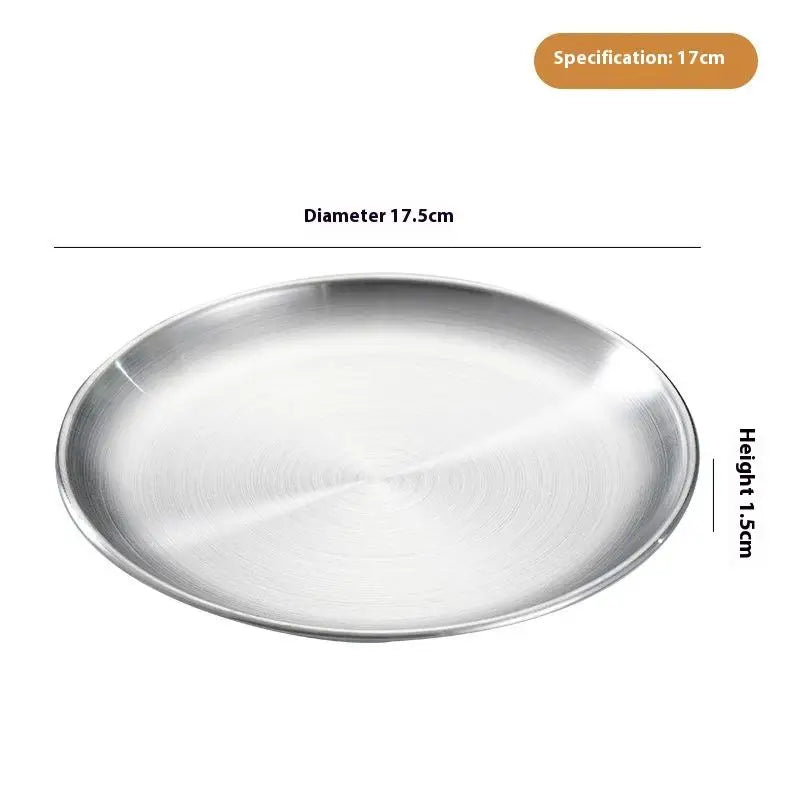 Round Plate Shallow Tray Thickened Stainless Steel Disc Golden Cafe Qme 2
