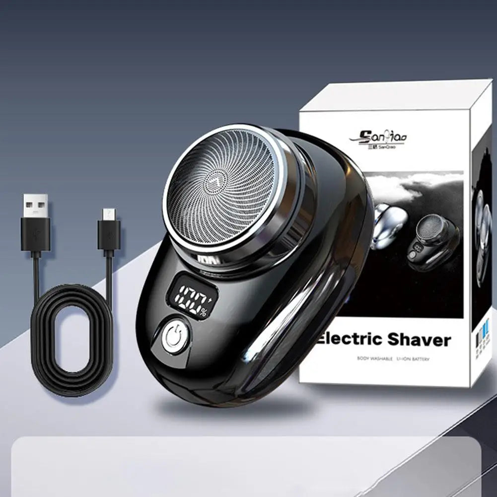 Mini Electric Razor Shaver for Men Vehicle Mounted Shave with Digital Display Cordless Travel Pocket Shaver Face Beard Trimmer Qme