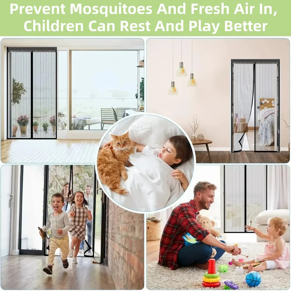 Magnetic Screen Door Net Anti Mosquito Household Ventilation Curtain Magnetic Net Automatic Closing Mesh For Kitchen Living Room Qme
