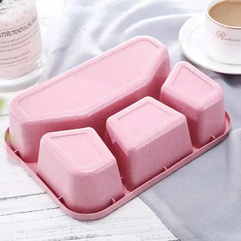 Bento Box Lunch Box Adult LunchBox Containers For Toddler Kids Adults 4 Compartments Fork Leak-Proof Microwave Dishwasher Qme