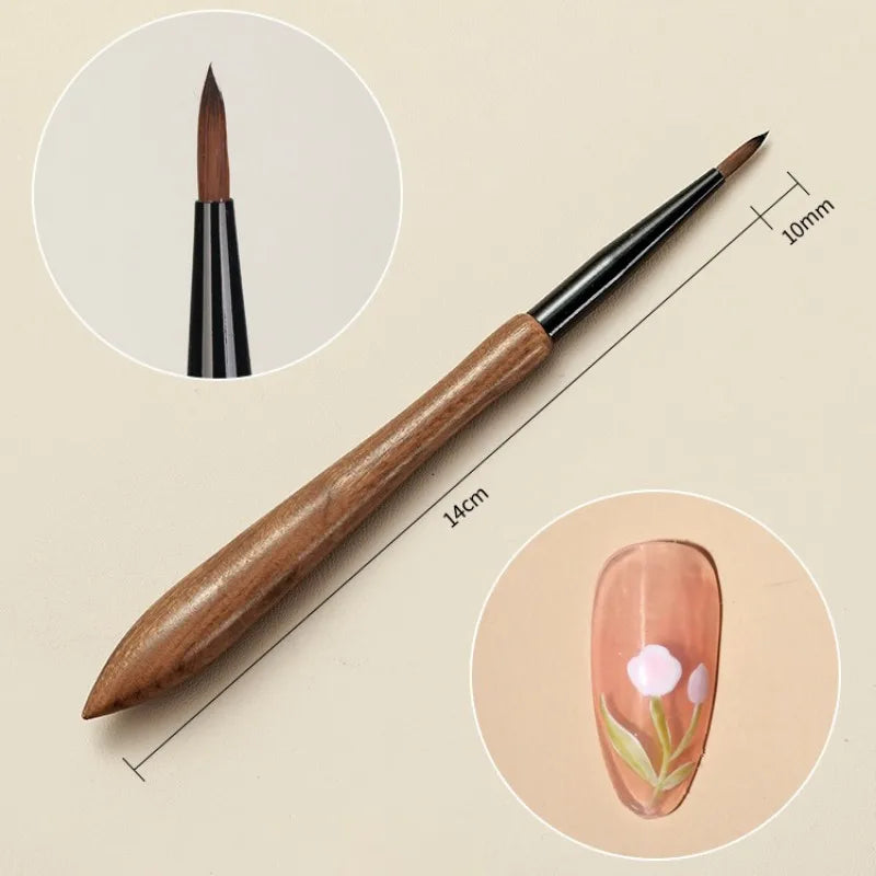 Round Wood Handle Nail Art Liner Brush DIY Painting Pen Sandalwood Brushes Set Drawing Fine Lines Stripe Pen UV Gel Nail Salon Qme 04
