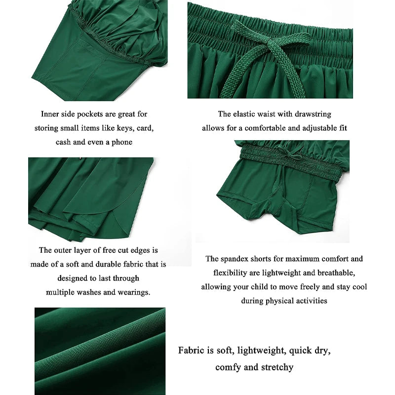 2 in 1 Jogger Flowy Athletic Shorts for Women Gym Yoga Workout Running Tennis Skirt Spandex Butterfly Cute Clothes Qme