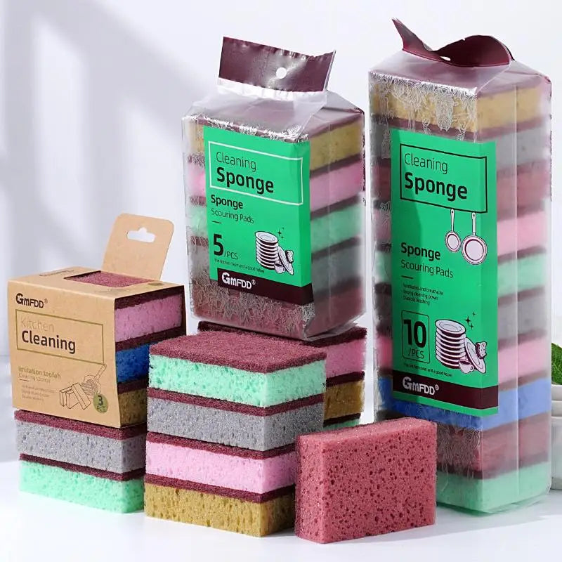 Kitchen Stain Removal Sponge Clean Cotton Dishwashing Wipes Bathroom Qme