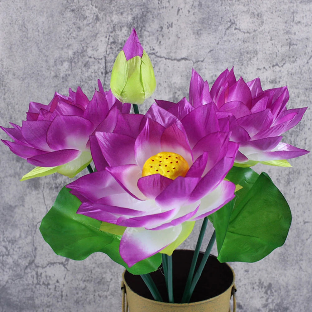 Artificial Flower 1pcs Arrangement Decoration Fake For Wedding Garden Home Lotus Party Plastic Simulation Stalks Qme