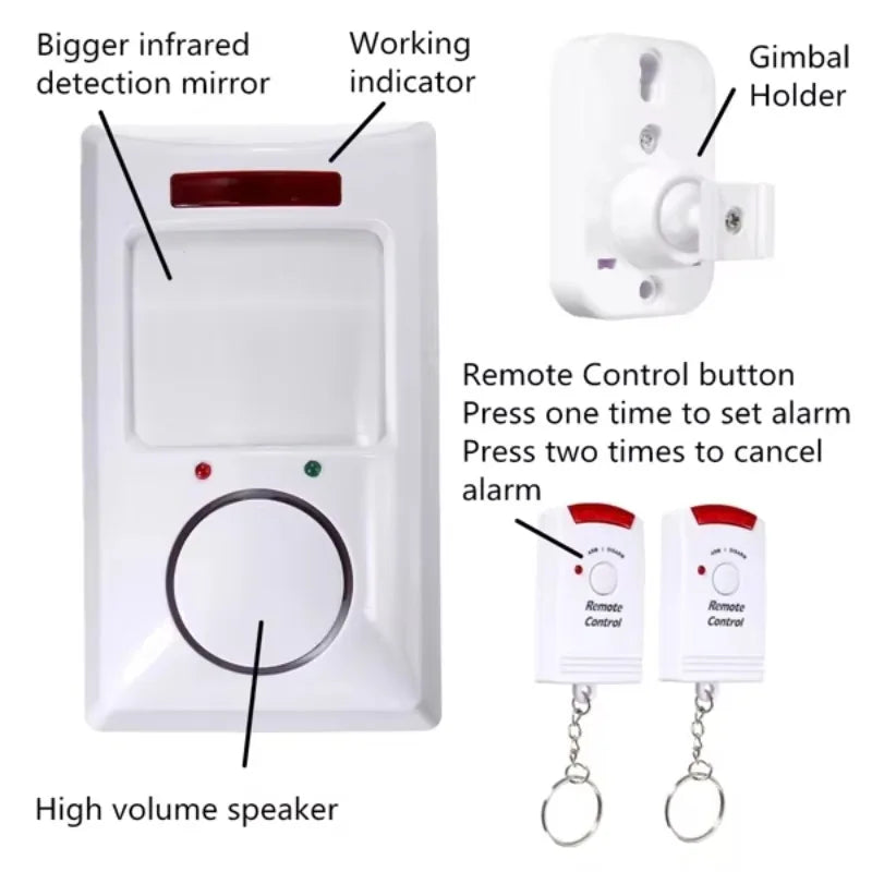 ESCAM NEW Portable IR Wireless Motion Sensor Detector + 2 Remote Home Security Burglar Alarm System Easy To use Qme