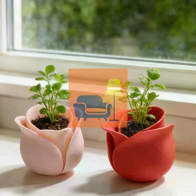 Rose Shape Basin Flowerpot Creative Mini Plant Pots For Daily Gardening Home Decoration Flowerpots Qme
