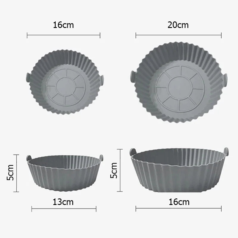 Silicone Air Fryers Oven Baking Tray Pizza Fried Chicken Airfryer Silicone Basket Reusable Airfryer Pan Liner Accessories Qme