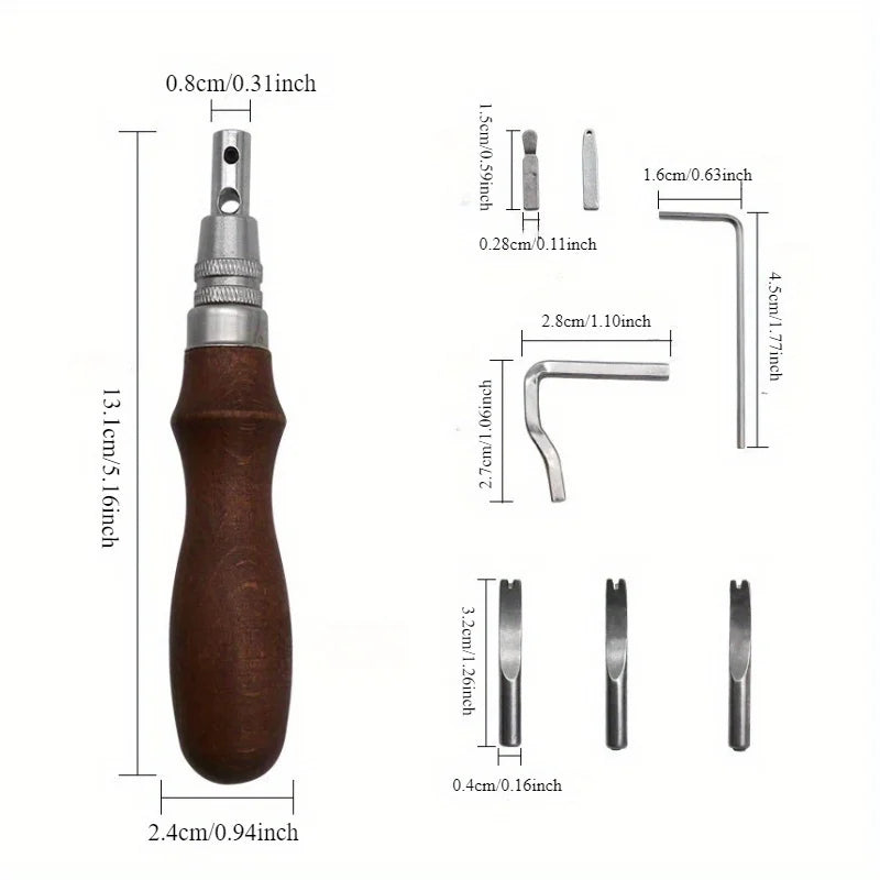 7 In 1 Leather GrooverTool,Pro Adjustable Stitching Working Tools Creasing Edge Beveler Leather Carving Cutting Tool Kit For DIY Qme
