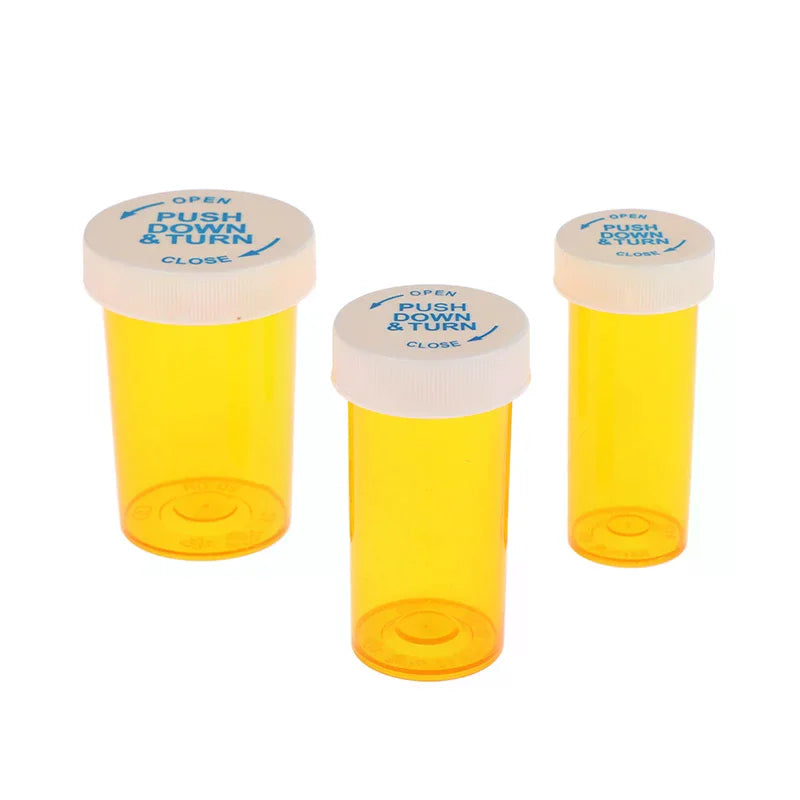 Plastic Medicine Pill Bottles Child Resistant Caps Containers Travel Qme