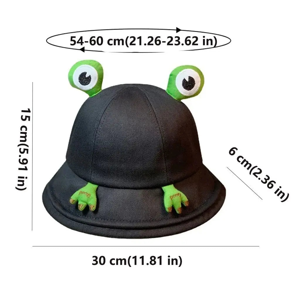 Cute Big Brim Frog Fisherman Hat Sun Protection Breathable Women Qme