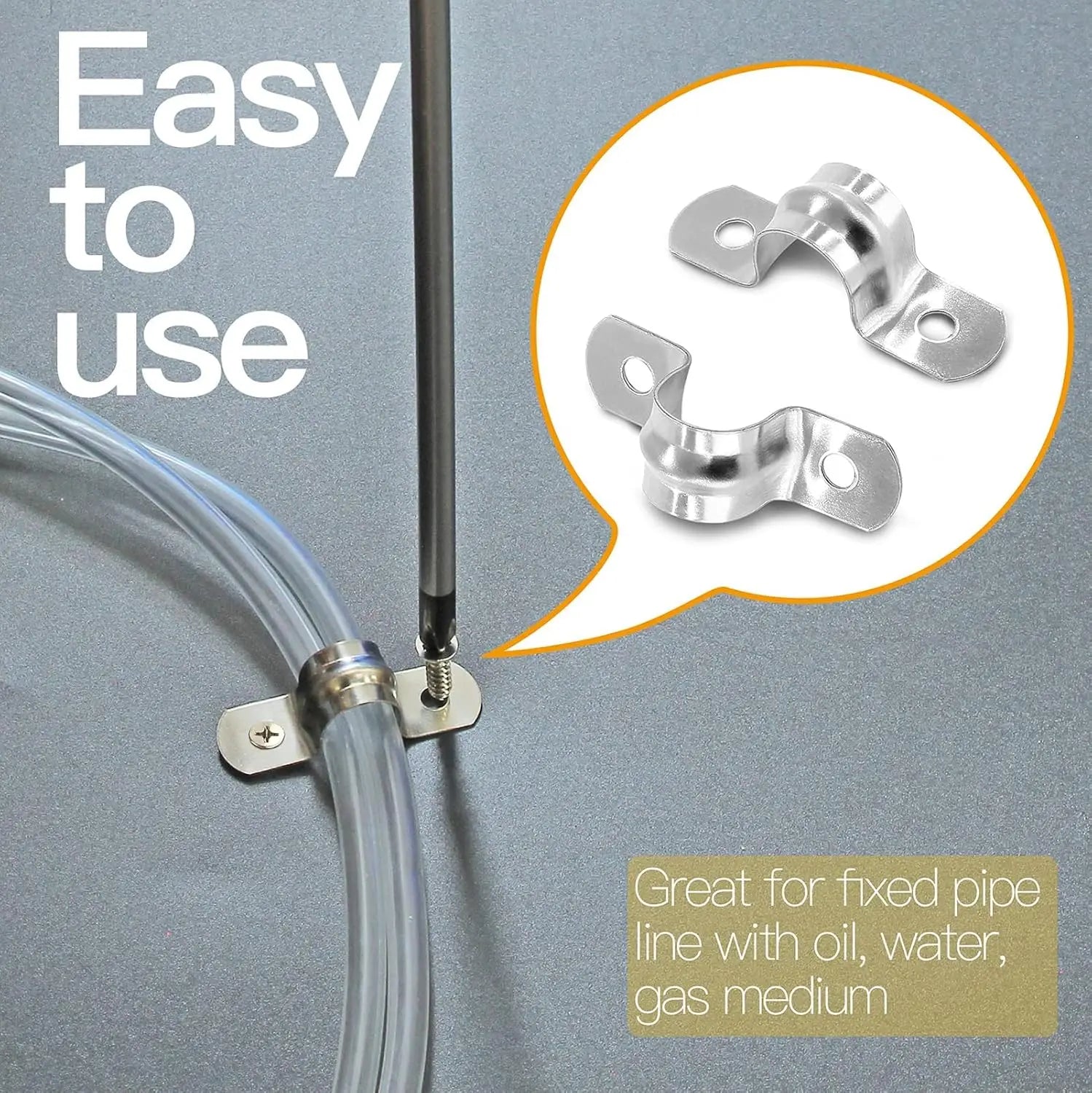 50pcs Double hole U-shaped bracket 304 stainless steel rigid pipe clamp heavy-duty pipe tension clamp Qme