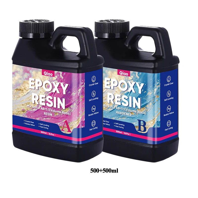 High Gloss 1:1 Epoxy Resin – Fast Curing & Heat Resistant Epoxy Reisn for Art, Jewelry, Furniture Tops & Handmade Crafts DIY Qme 500ml 500ml