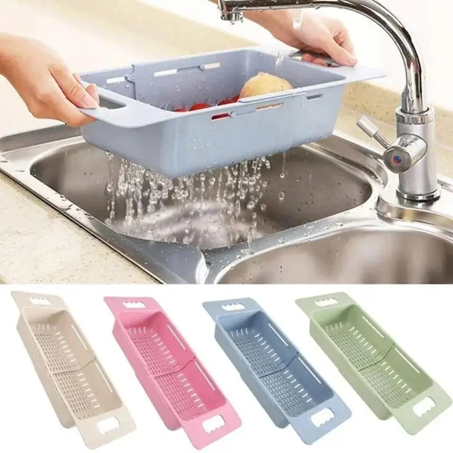 Adjustable Dish Drainer Sink Drain Basket Washing Vegetable Fruit Plastic Drying Rack Kitchen Accessories Storage Organizer Tool Qme