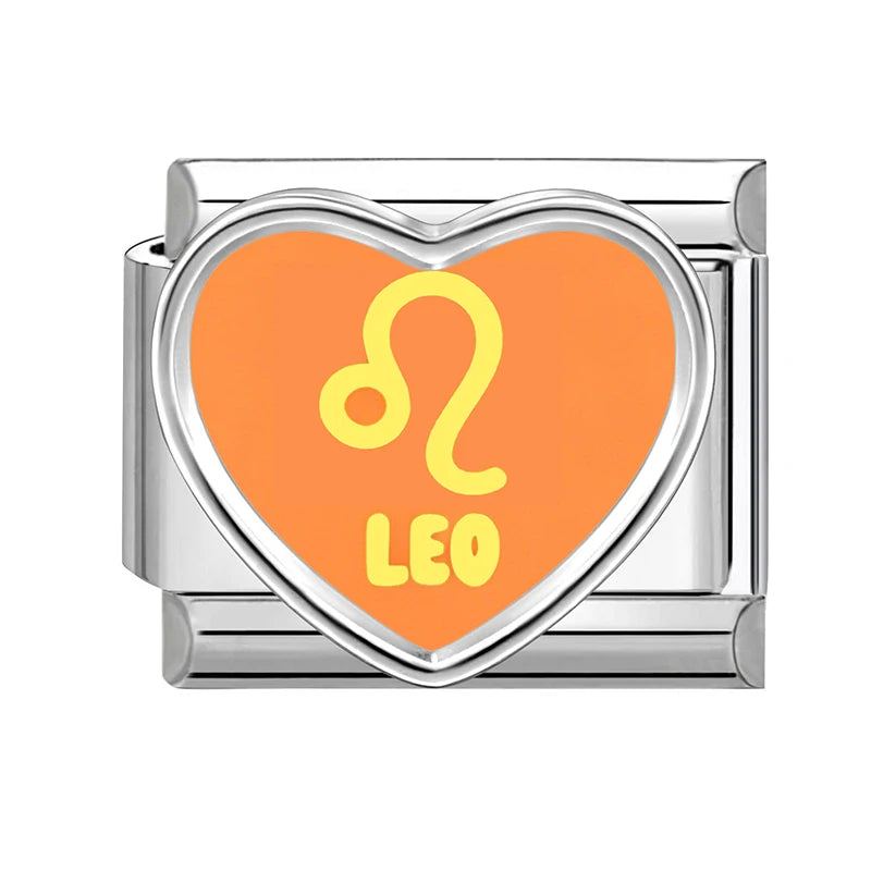 Pink Virgo Yellow Leo Purple Taurus Constellation Italian Charms Fit 9mm Stainless Steel Women Fashion Bracelet DIY Jewelry Gift Qme Style 5