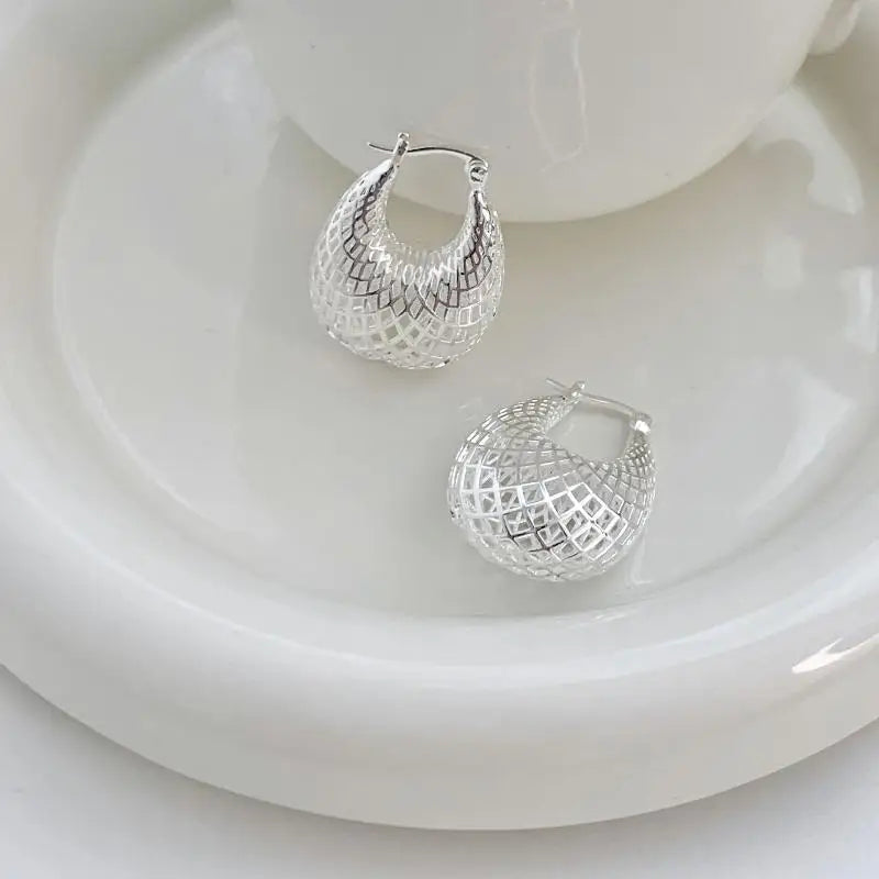 Trendy Simple Hollow Out Water Droplets Big Web Earring For Women Vintage Fashion Earrings Jewelry Party Accessories Gifts Qme A1