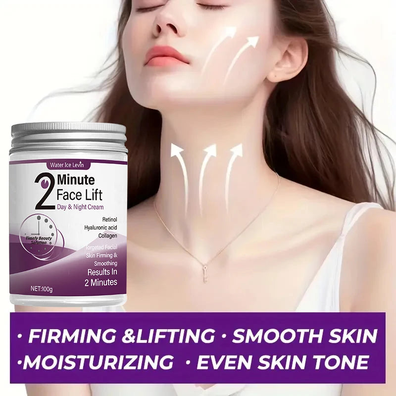 2-Minute Facial Lift Day & Night Cream with Retinol, Hyaluronic Acid & Collagen - Moisturizing Lotion Suitable for All Light Skin Tones, Fragrance-Free, Absorbs in 2 Minutes Qme
