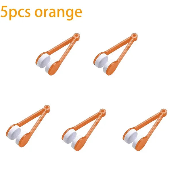 New Creative Two-Side Glasses Brush Soft Microfiber Spectacles Cleaner Glasses Cleaner Rub Eyeglass Cleaning Brush Wiping Tool Qme Orange 5pcs
