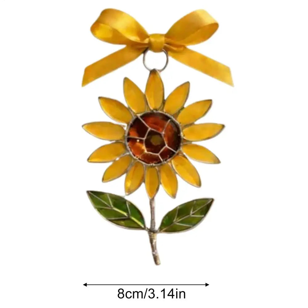 Flower Suncatcher Acrylic Metal Flower Pendant Stained Suncatcher Hanging Ornaments for Wall Balcony Garden Porch Living Room Qme CN D
